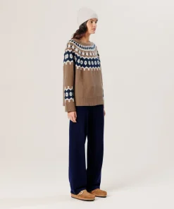 Clearance Rodier Pull jacquard en cachemire marron camel