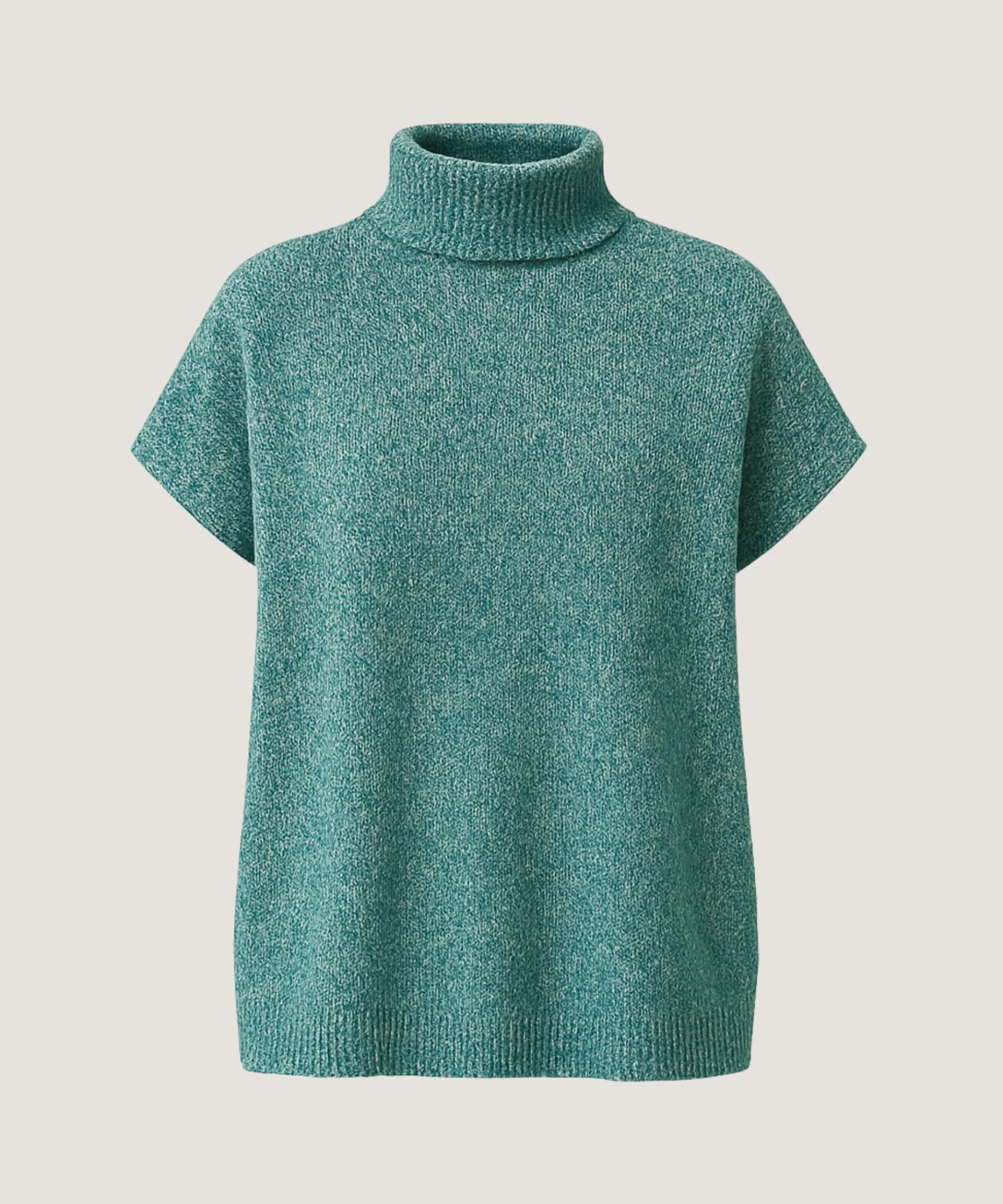 New Rodier Pull long col montant manches courtes chiné vert