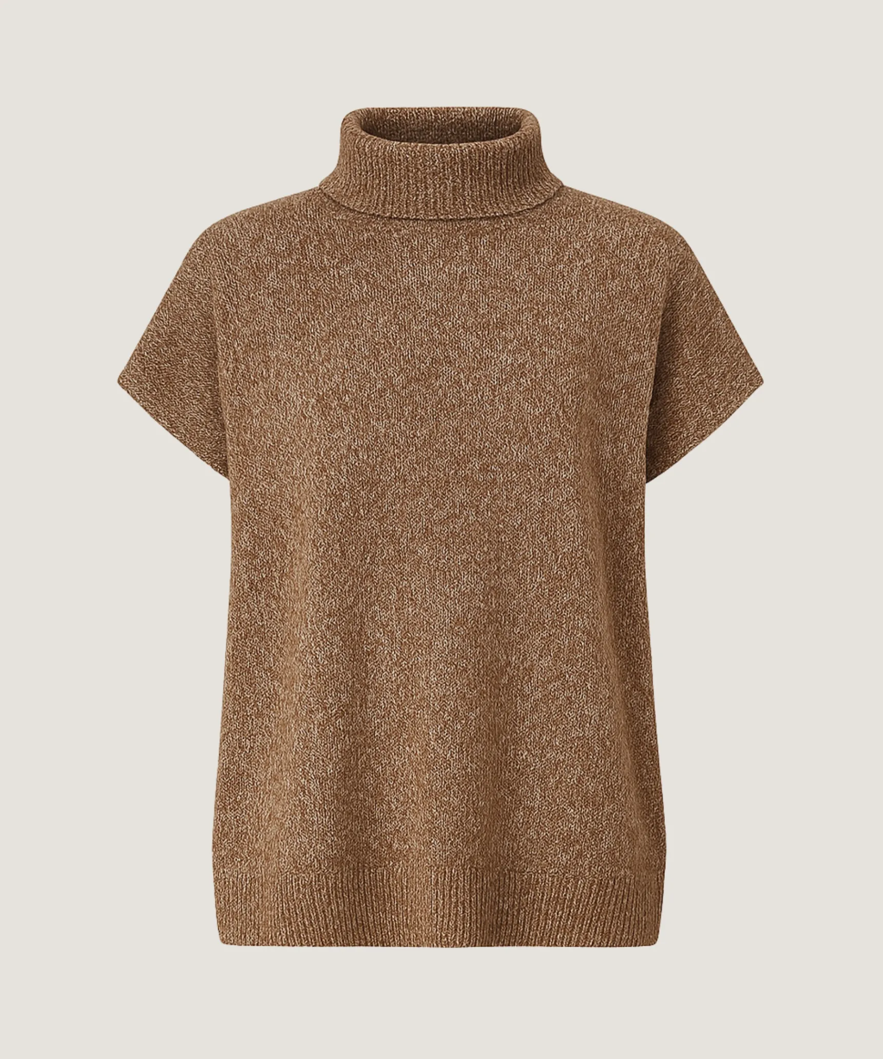 Outlet Rodier Pull long col montant manches courtes chiné marron