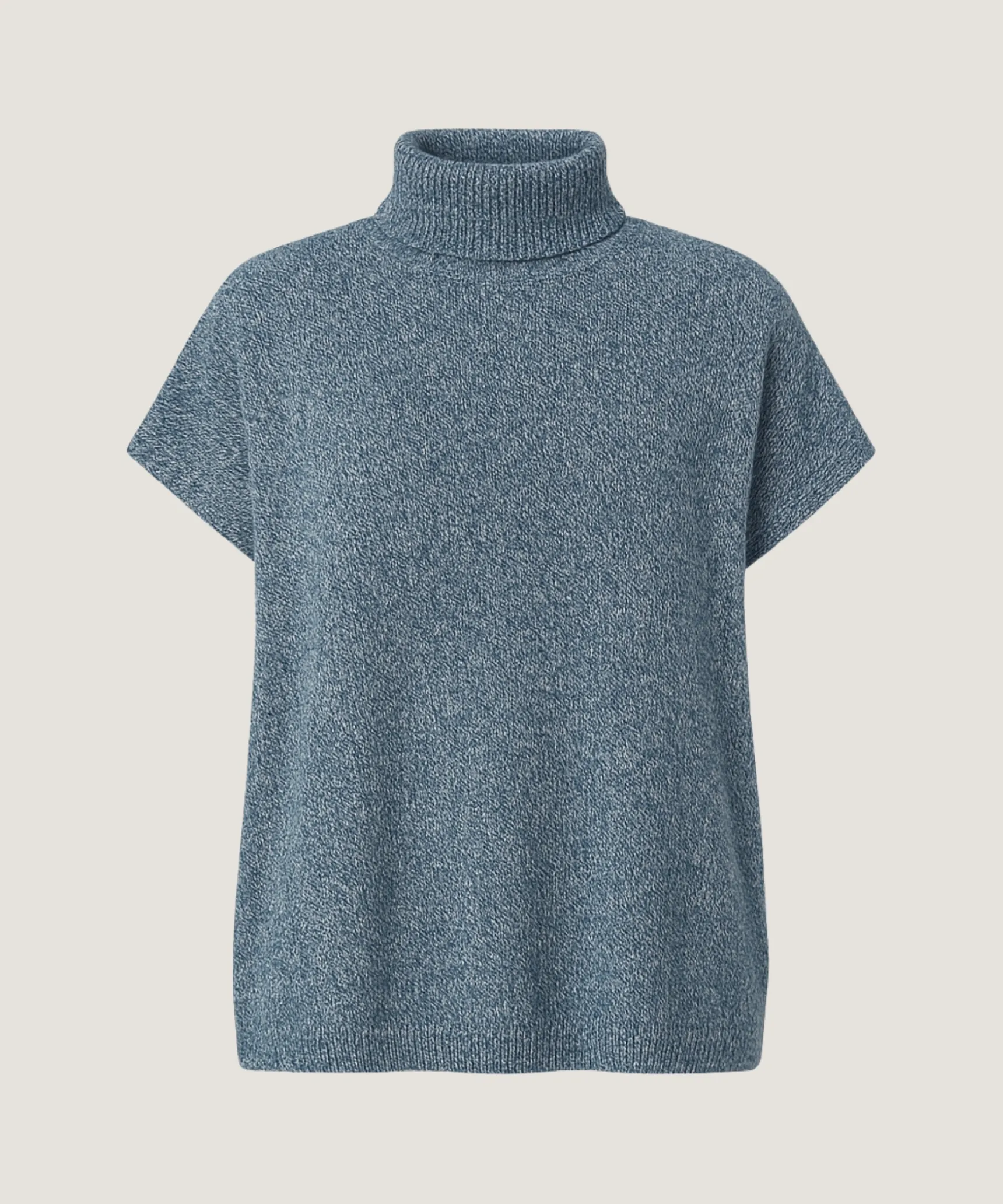 Sale Rodier Pull long col montant manches courtes chiné bleu