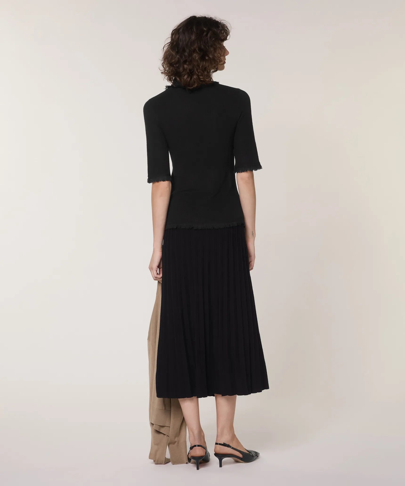 Outlet Rodier Pull manches courtes col roulé noir