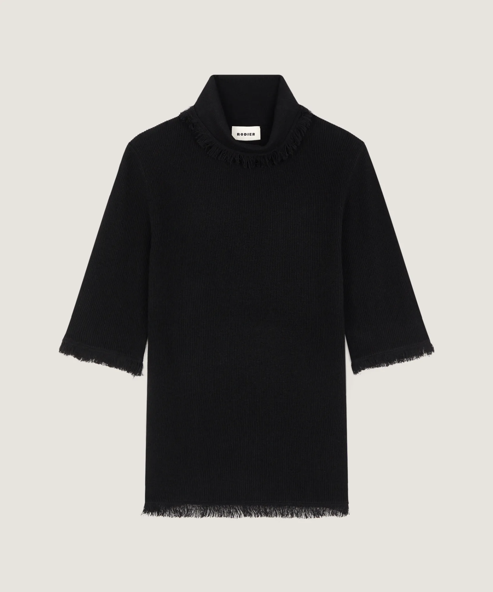 Outlet Rodier Pull manches courtes col roulé noir