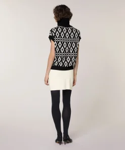 Online Rodier Pull manches courtes jacquard noir