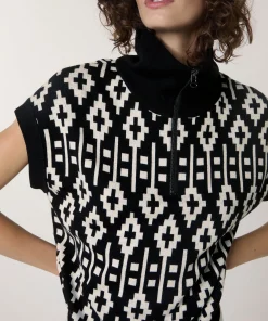 Online Rodier Pull manches courtes jacquard noir