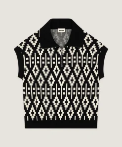 Online Rodier Pull manches courtes jacquard noir