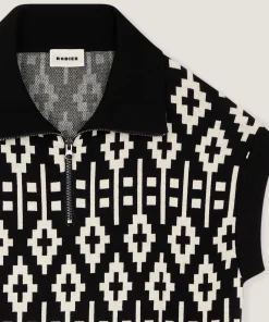 Online Rodier Pull manches courtes jacquard noir