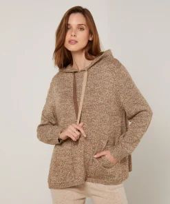 Discount Rodier Pull oversize à capuche chiné marron