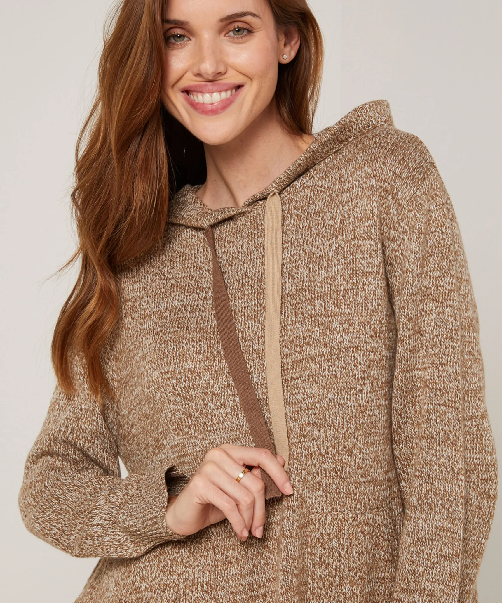 Discount Rodier Pull oversize à capuche chiné marron