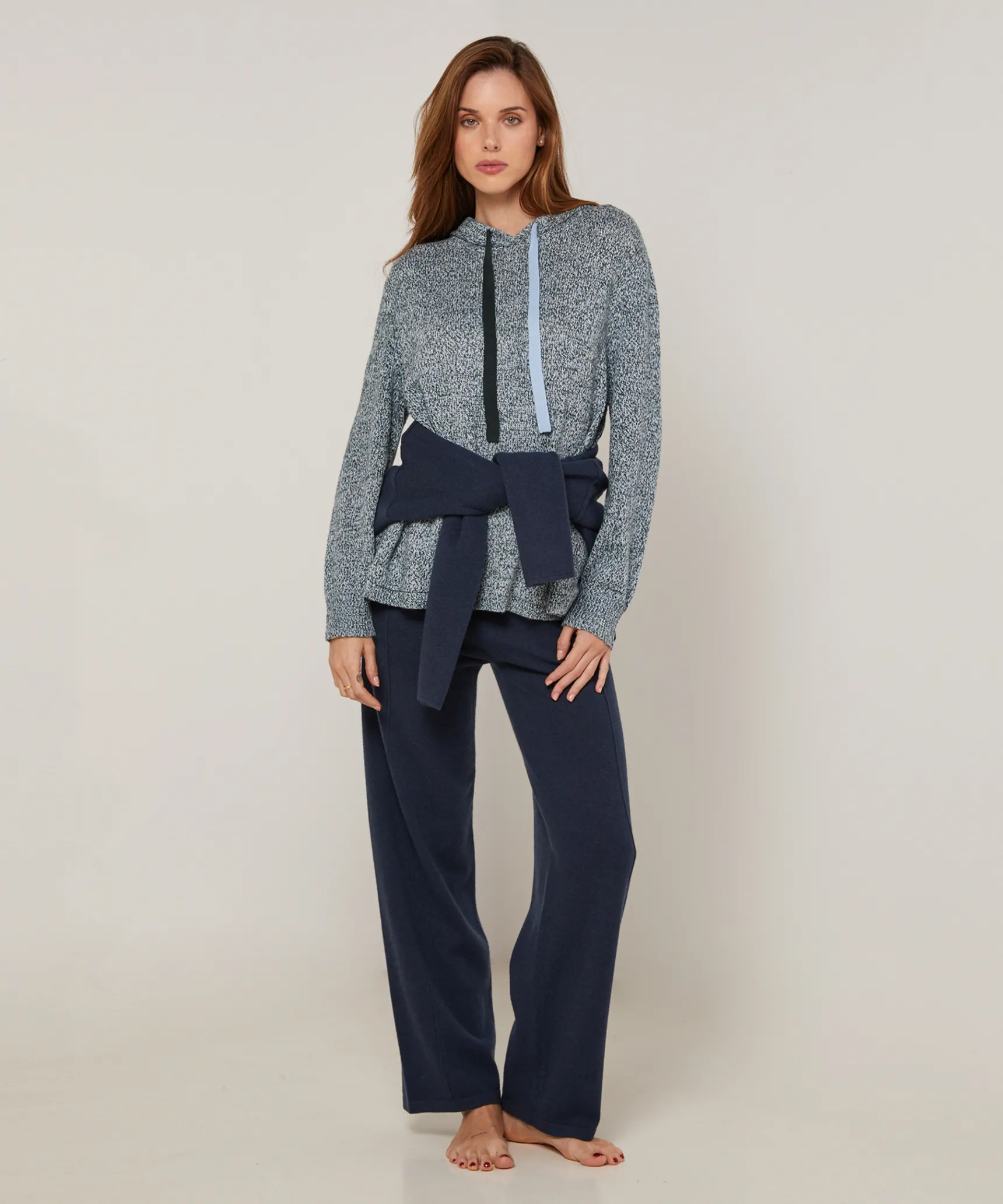 Sale Rodier Pull oversize à capuche chiné bleu