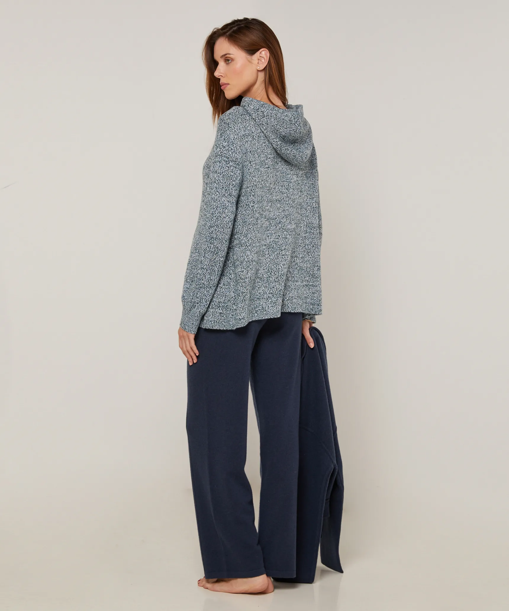 Sale Rodier Pull oversize à capuche chiné bleu