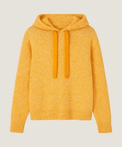 Rodier Pull oversize à capuche chiné jaune