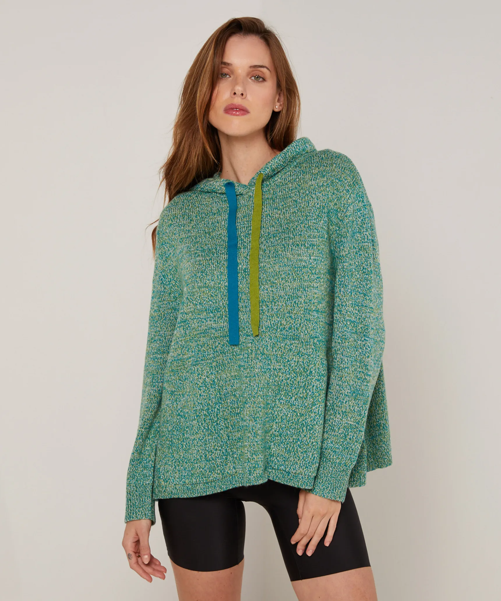 Online Rodier Pull oversize à capuche chiné vert