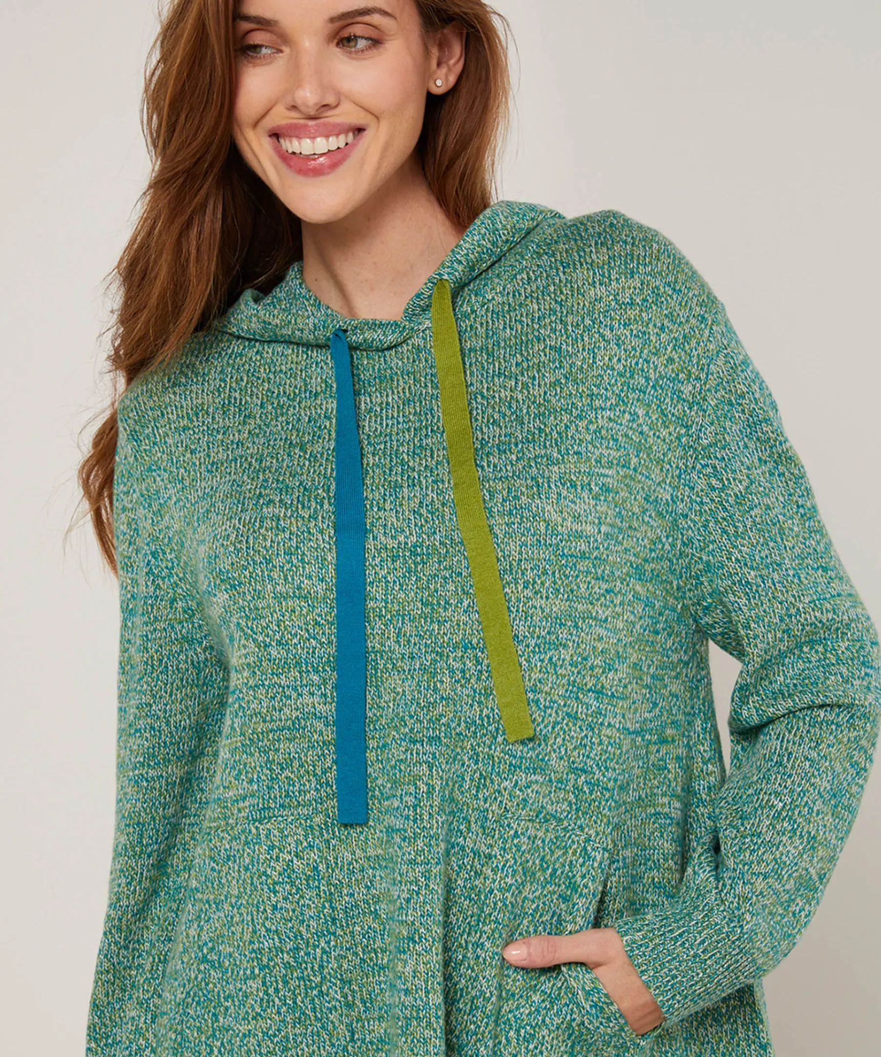 Online Rodier Pull oversize à capuche chiné vert