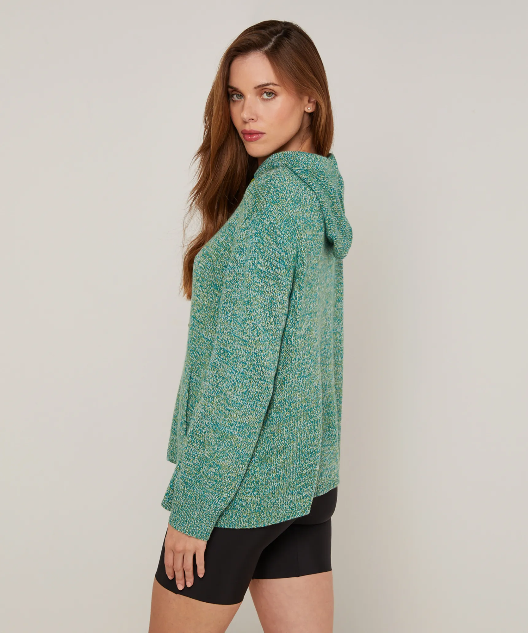 Online Rodier Pull oversize à capuche chiné vert