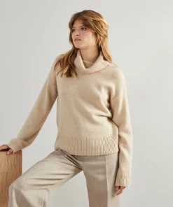 Best Rodier Pull oversize col roulé en cachemire 4 fils beige