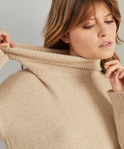 Best Rodier Pull oversize col roulé en cachemire 4 fils beige