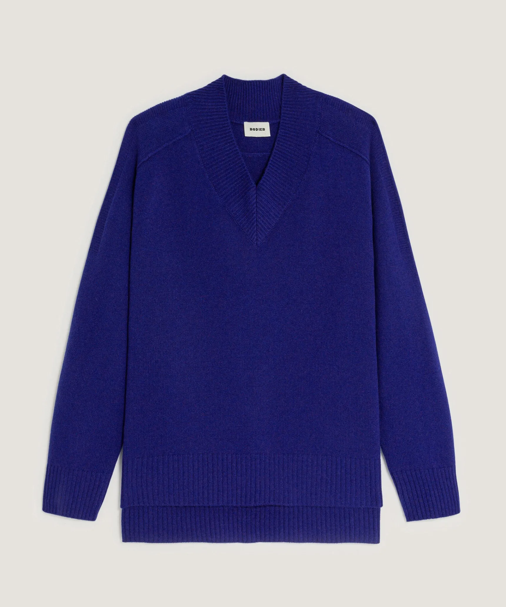 Discount Rodier Pull oversize col V en cachemire bleu outremer