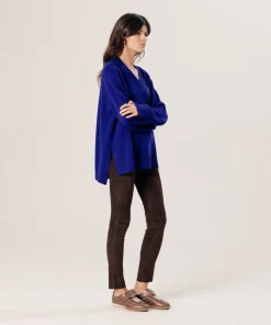 Discount Rodier Pull oversize col V en cachemire bleu outremer