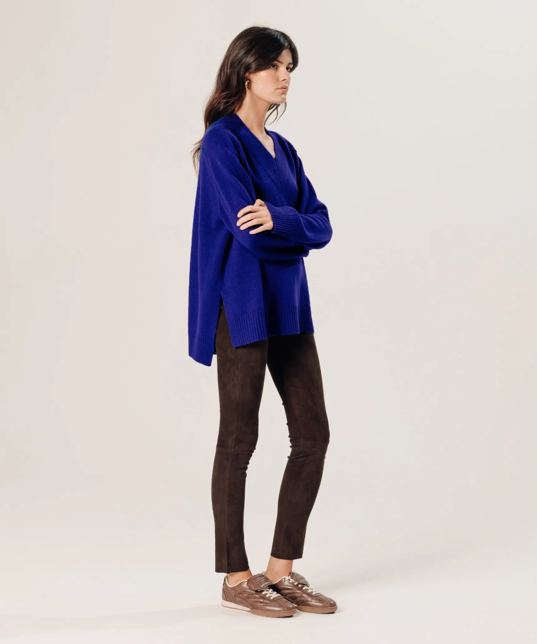Discount Rodier Pull oversize col V en cachemire bleu outremer