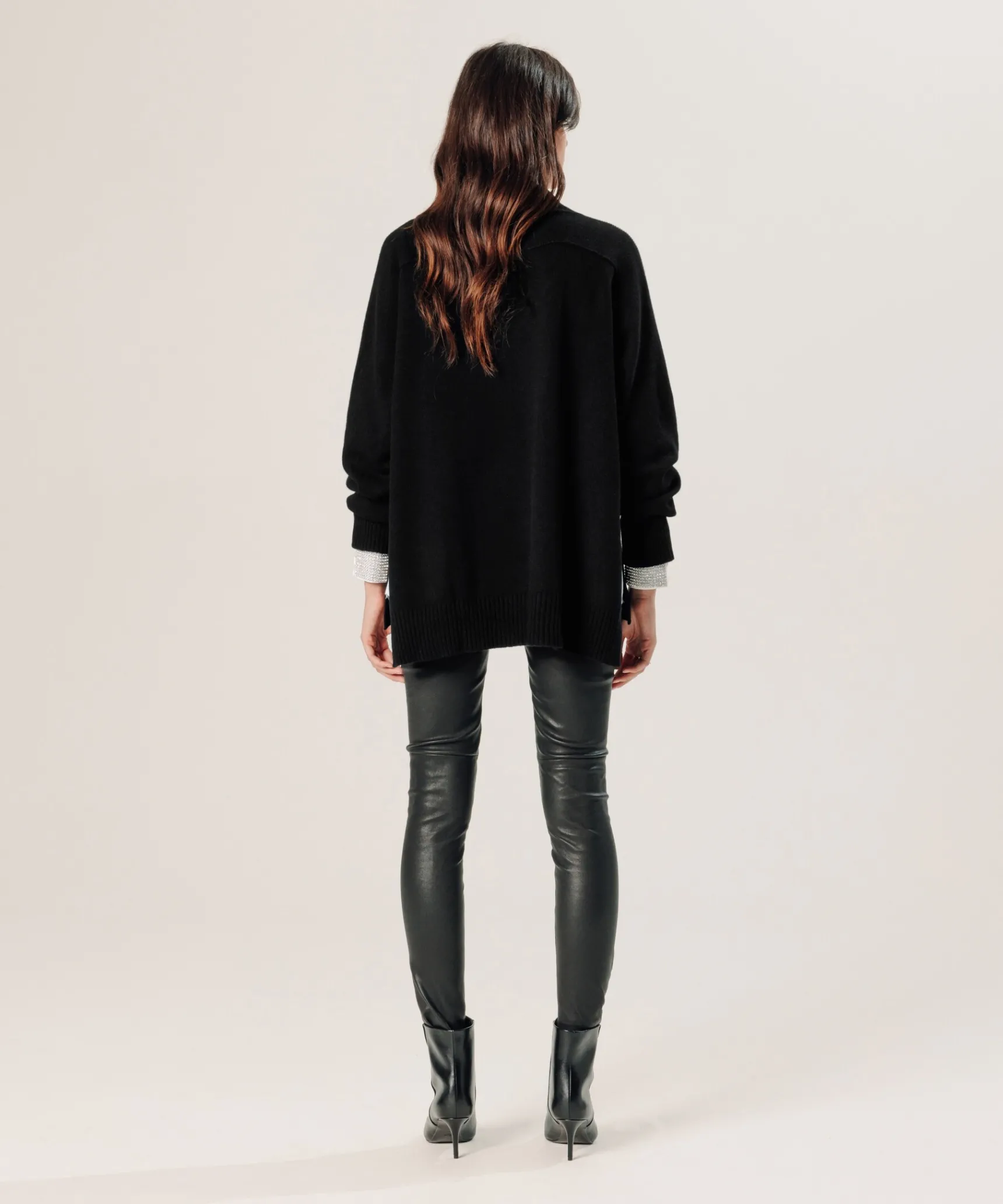 Hot Rodier Pull oversize col V en cachemire noir