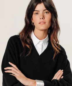 Hot Rodier Pull oversize col V en cachemire noir