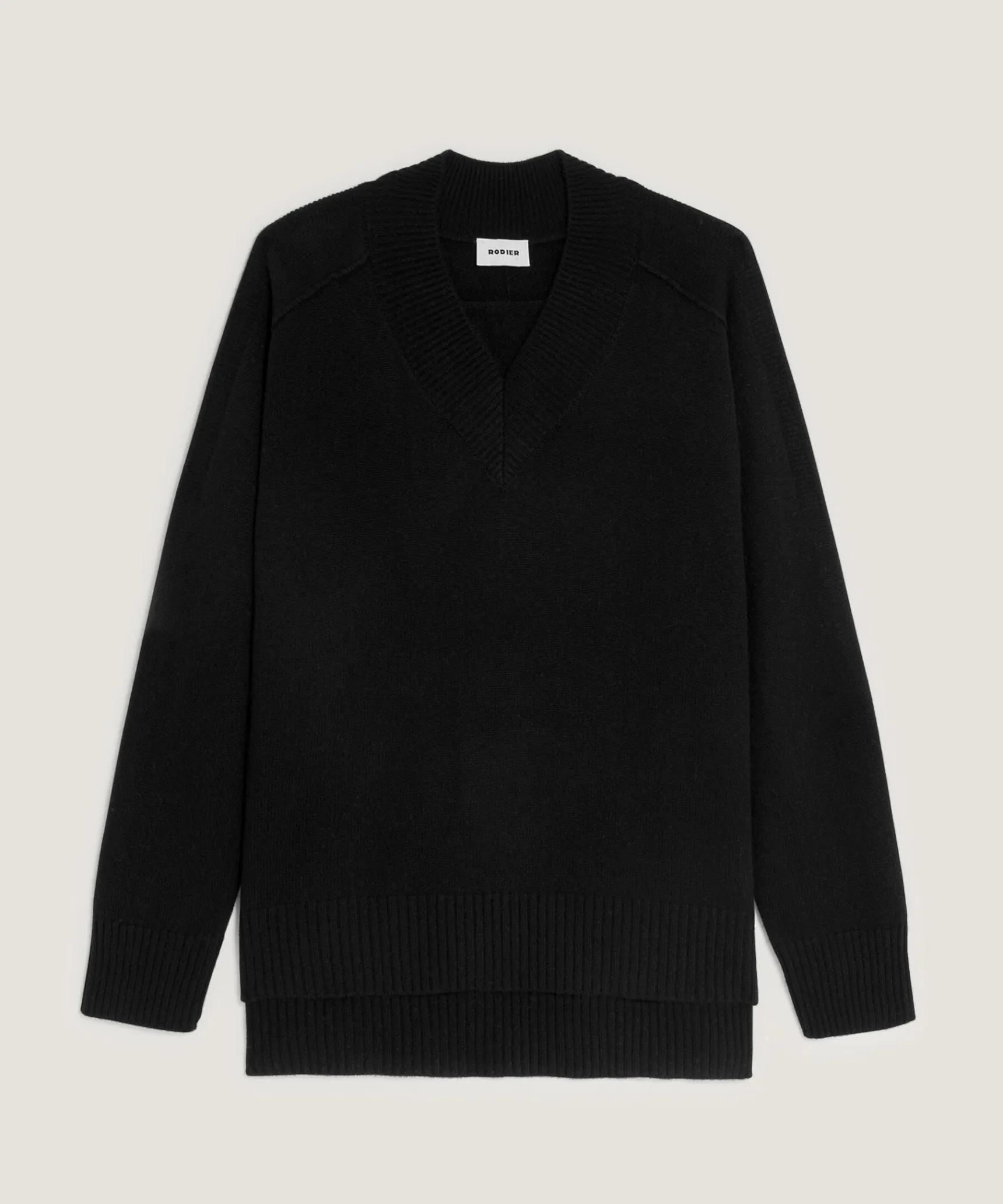 Hot Rodier Pull oversize col V en cachemire noir