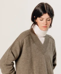 Hot Rodier Pull oversize col V en cachemire beige