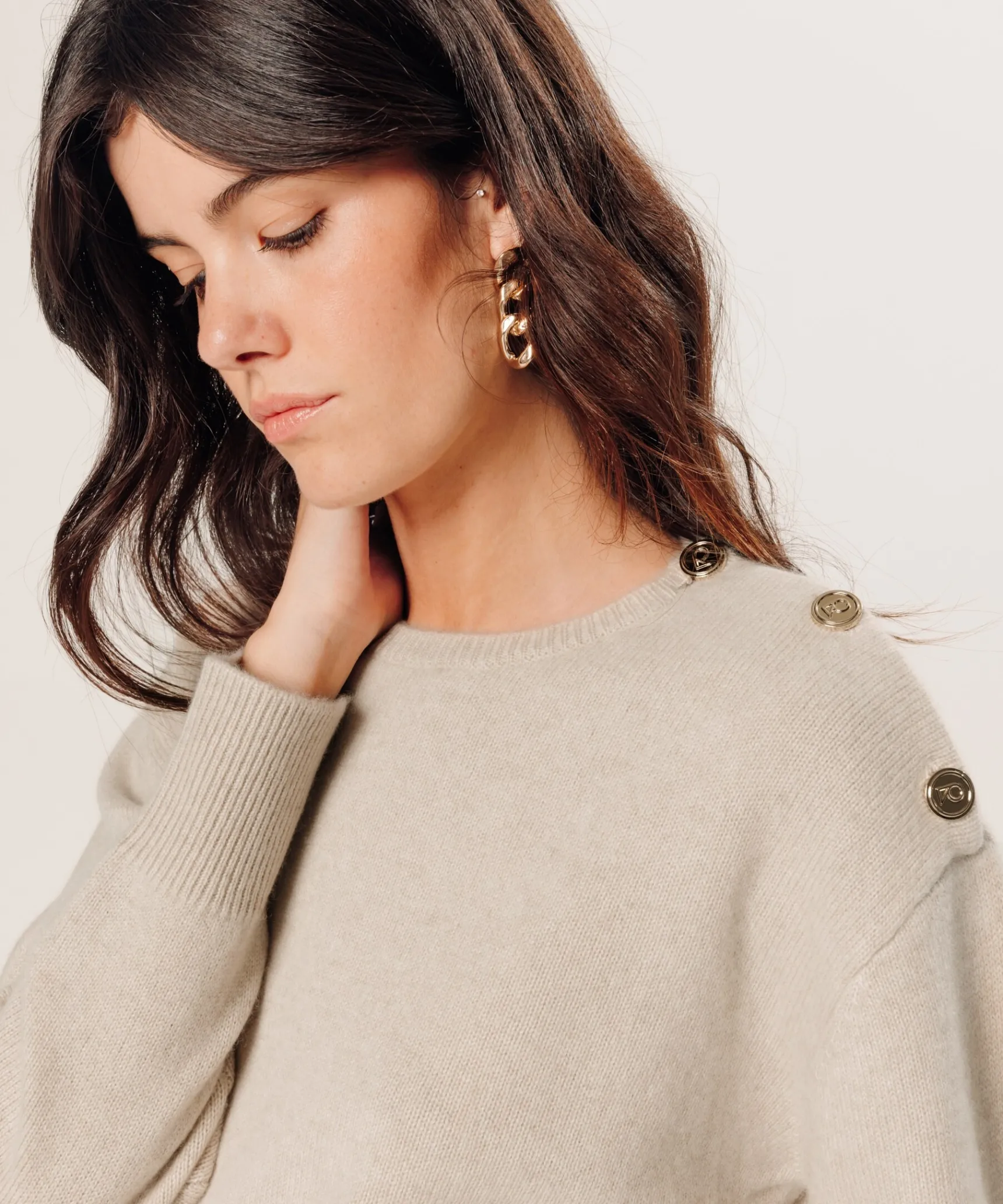 Discount Rodier Pull oversize en cachemire blanc creme