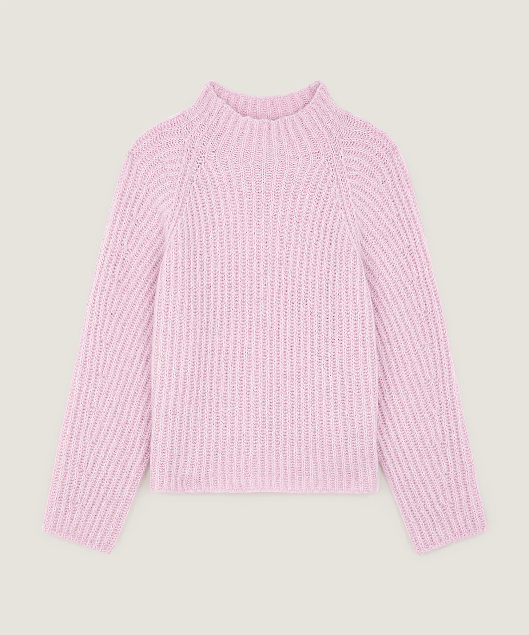 Rodier Pull oversize en grosse maille chiné rose pâle