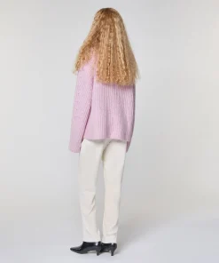 Rodier Pull oversize en grosse maille chiné rose pâle