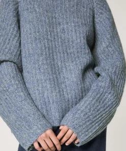 Outlet Rodier Pull oversize en grosse maille chiné bleu