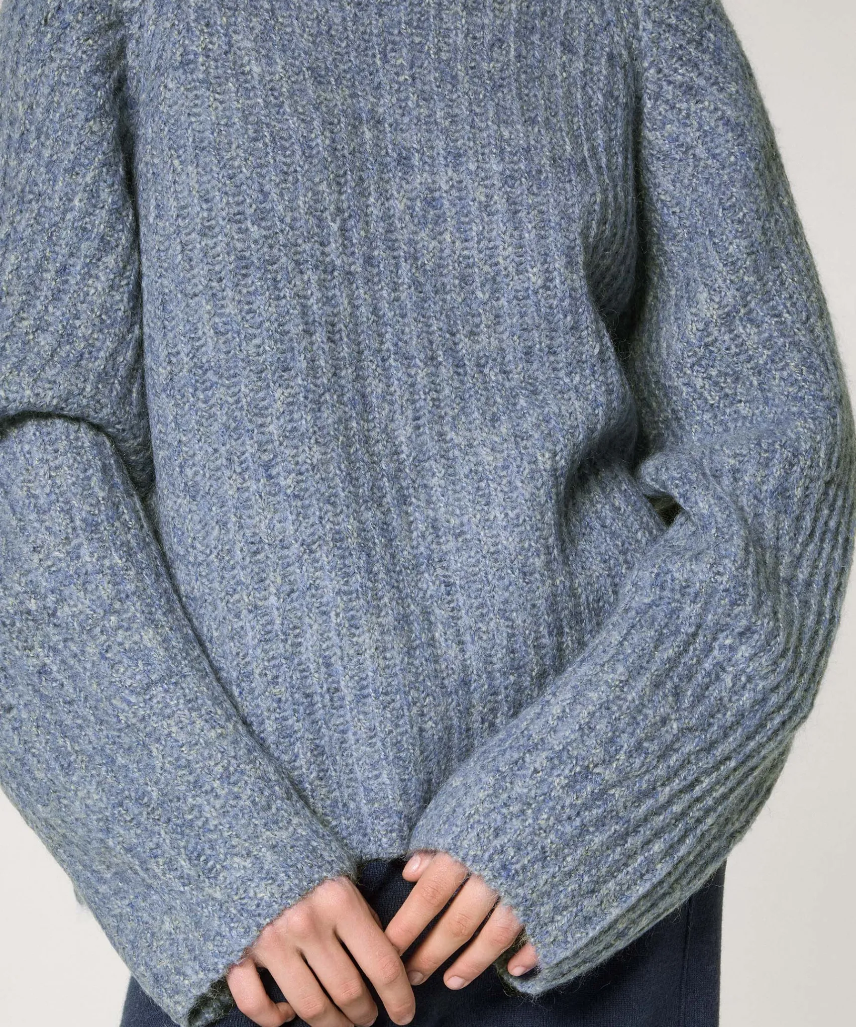 Outlet Rodier Pull oversize en grosse maille chiné bleu