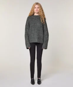 Hot Rodier Pull oversize en grosse maille chiné gris chiné