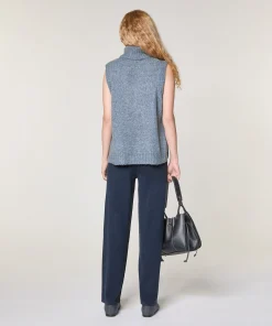 Clearance Rodier Pull sans manches en grosse maille bleu