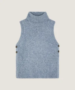 Clearance Rodier Pull sans manches en grosse maille bleu