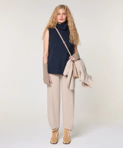 New Rodier Pull sans manches en grosse maille bleu marine