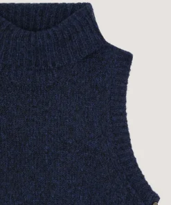 New Rodier Pull sans manches en grosse maille bleu marine