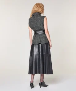 Best Rodier Pull sans manches en grosse maille gris chiné