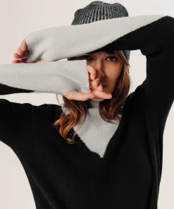 New Rodier Pull trompe l'œil en cachemire noir