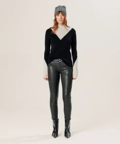 New Rodier Pull trompe l'œil en cachemire noir