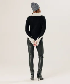 New Rodier Pull trompe l'œil en cachemire noir