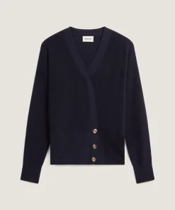 New Rodier Pull trompe l'œil en laine mérinos bleu marine