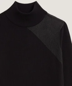 Online Rodier Robe droite bi-matière en laine noir