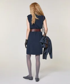 Sale Rodier Robe droite en laine bleu denim