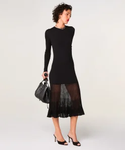 Online Rodier Robe longue bi-matière noir