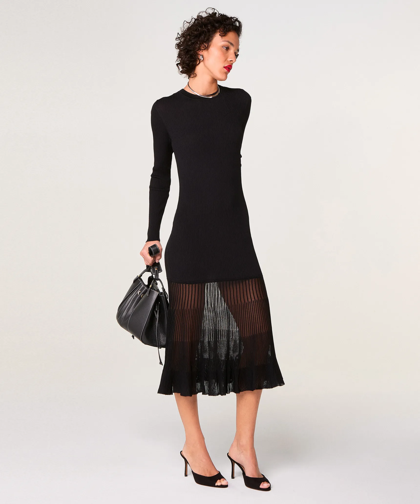 Online Rodier Robe longue bi-matière noir
