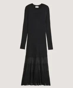 Online Rodier Robe longue bi-matière noir