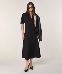 New Rodier Robe longue en laine noir