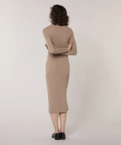 Rodier Robe longue en maille marron moka