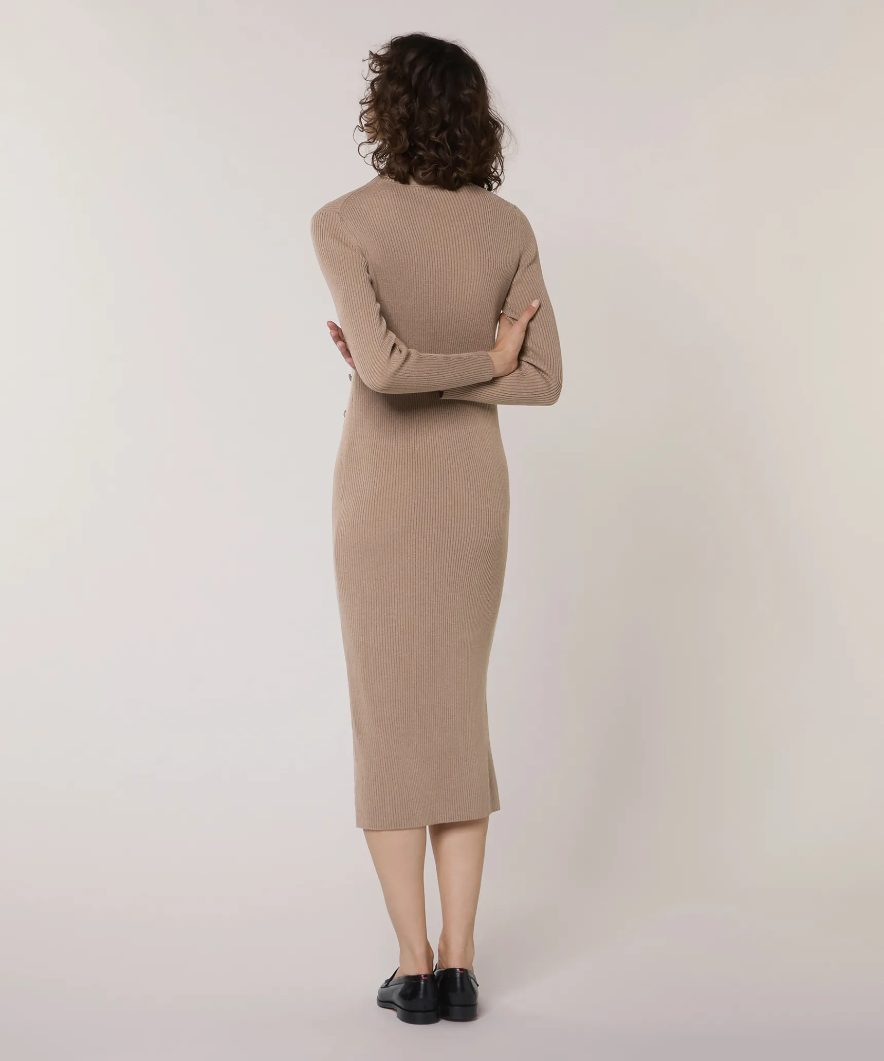 Rodier Robe longue en maille marron moka